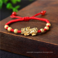 J2285 Gold Color Pixiu  Knots Adjustable Charm Bracelet Lucky Red Thread Bracelets